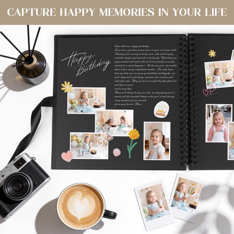 INNOCHEER Photo Album - Self Adhesive 80 Black Pages, Large Scrapbook Wedding Guest Book for DIY Anniversary Travel Memory Scrapbooking (Black 12 x 12) - Image 5